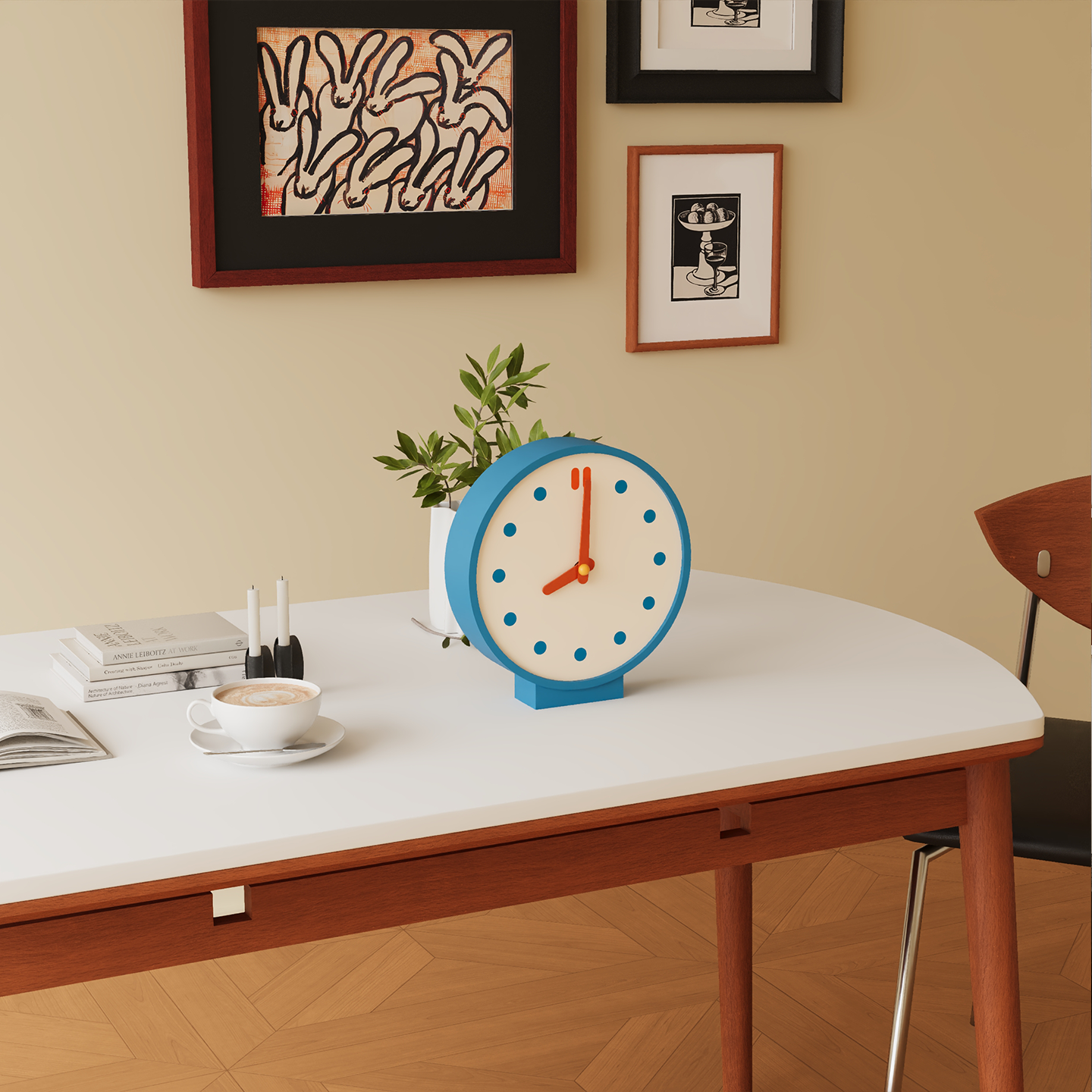 Blue Corner View Clock
