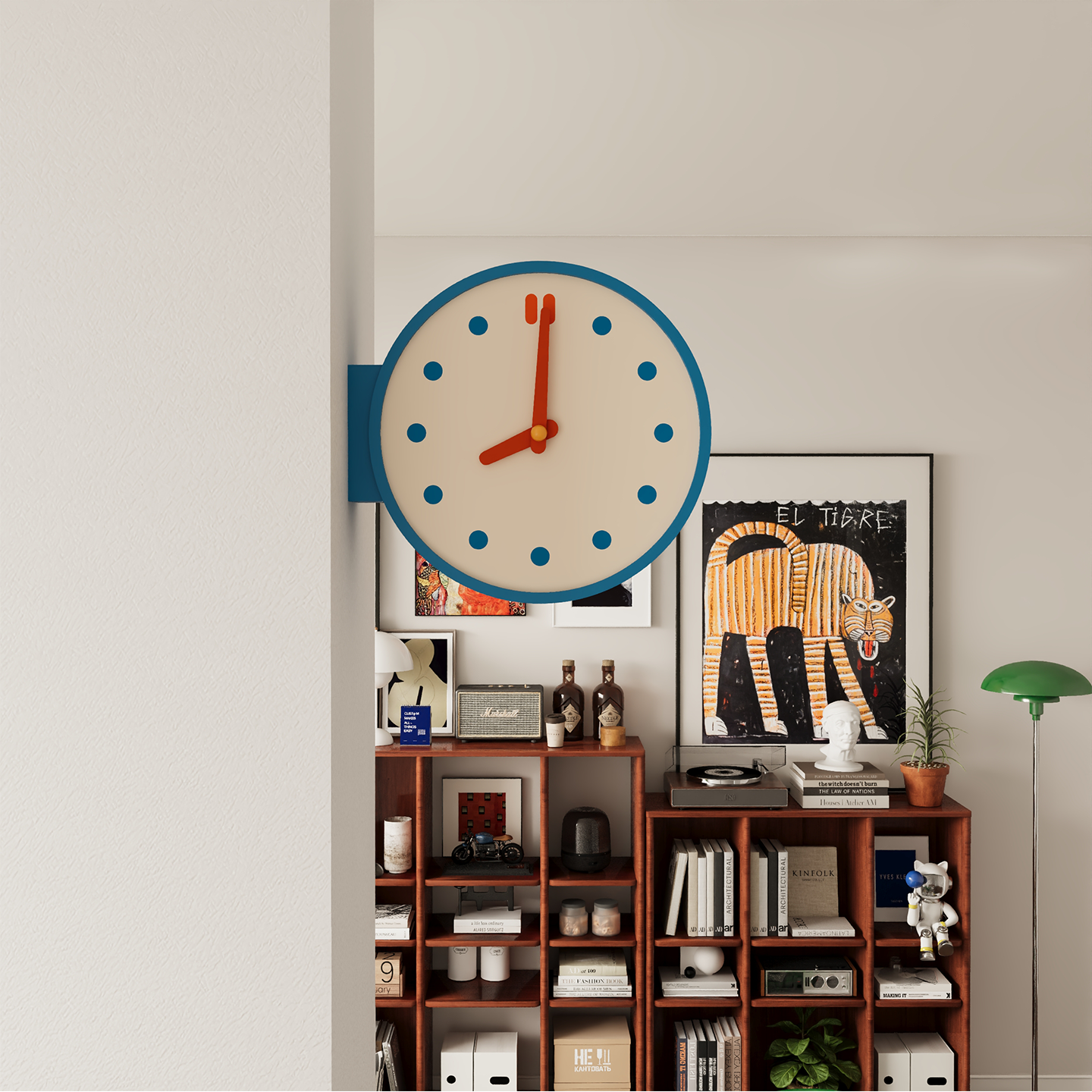 Blue Corner View Clock