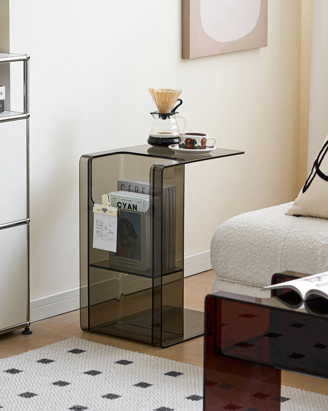 Acrylic Side Table Coffee Table 2 Way Use
