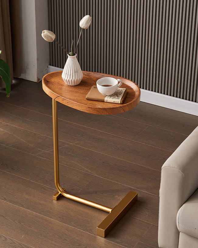 Solid Wood Oval Side Table