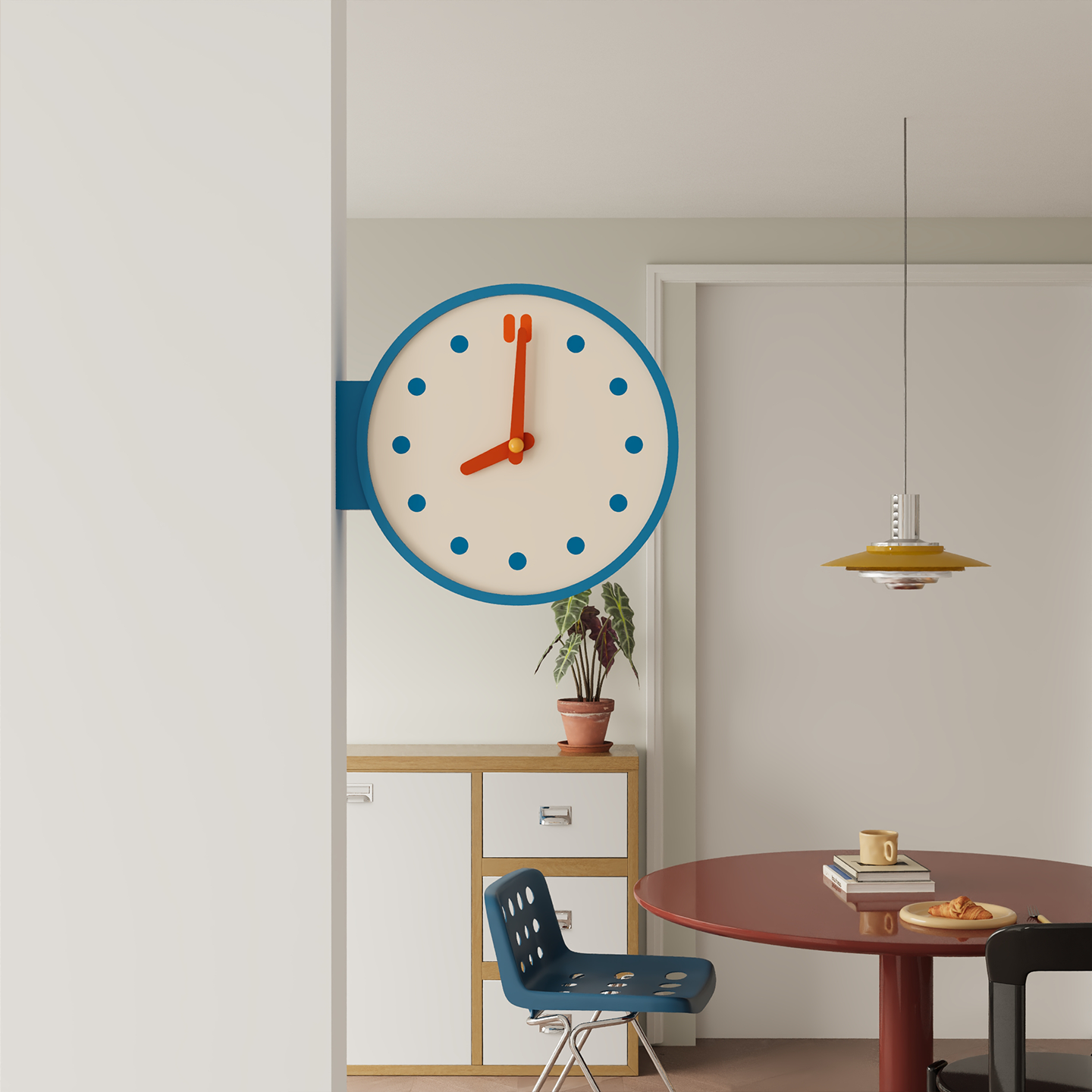 Blue Corner View Clock