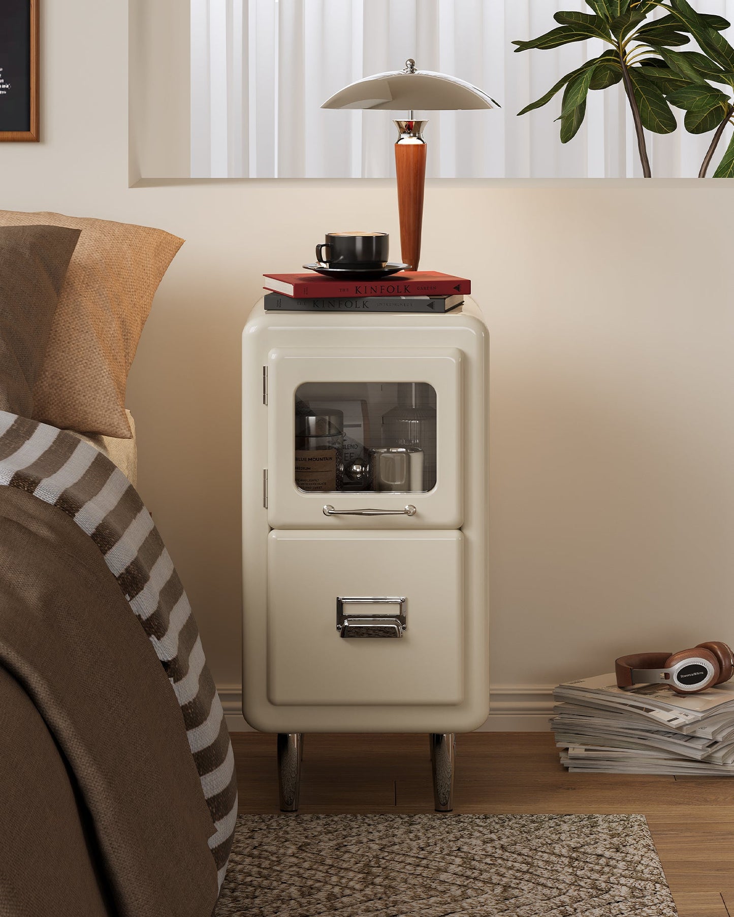 Slim Retro Bedside Cabinet