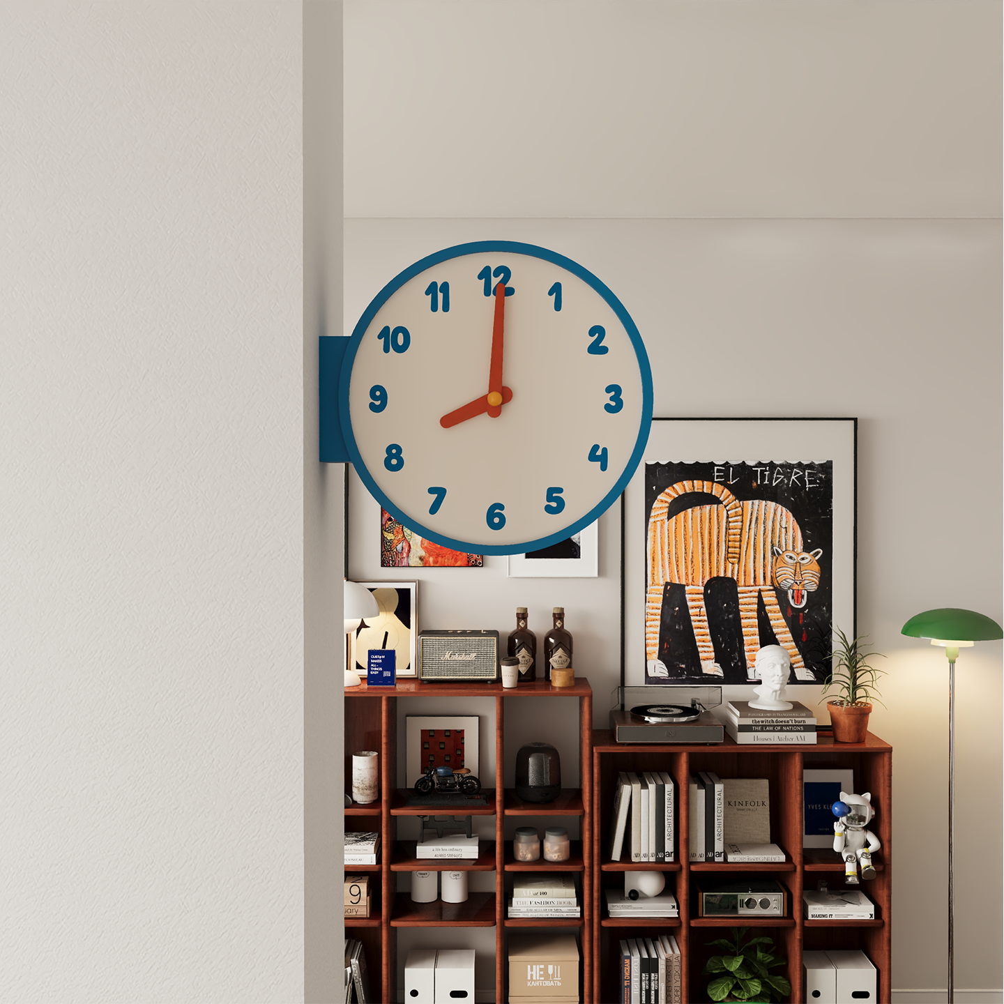 Blue Corner View Clock