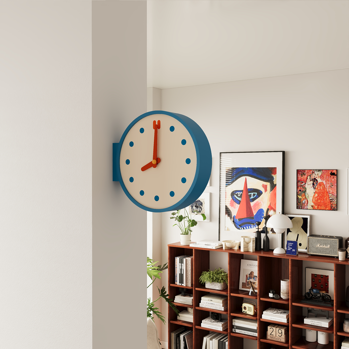 Blue Corner View Clock