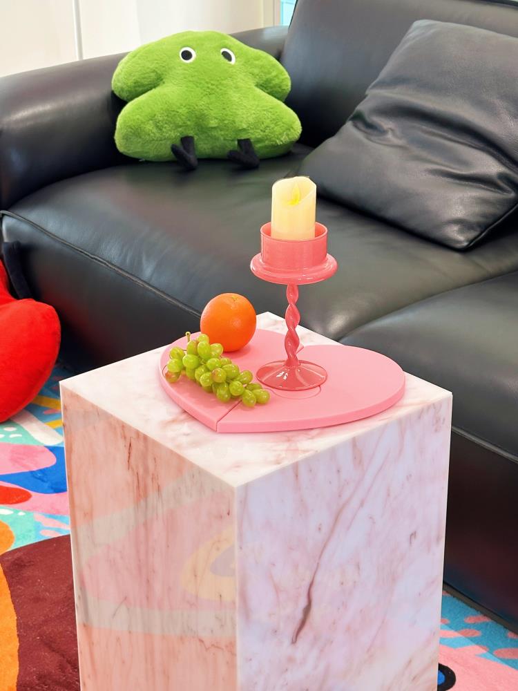 Marble Effect Acrylic Side Table