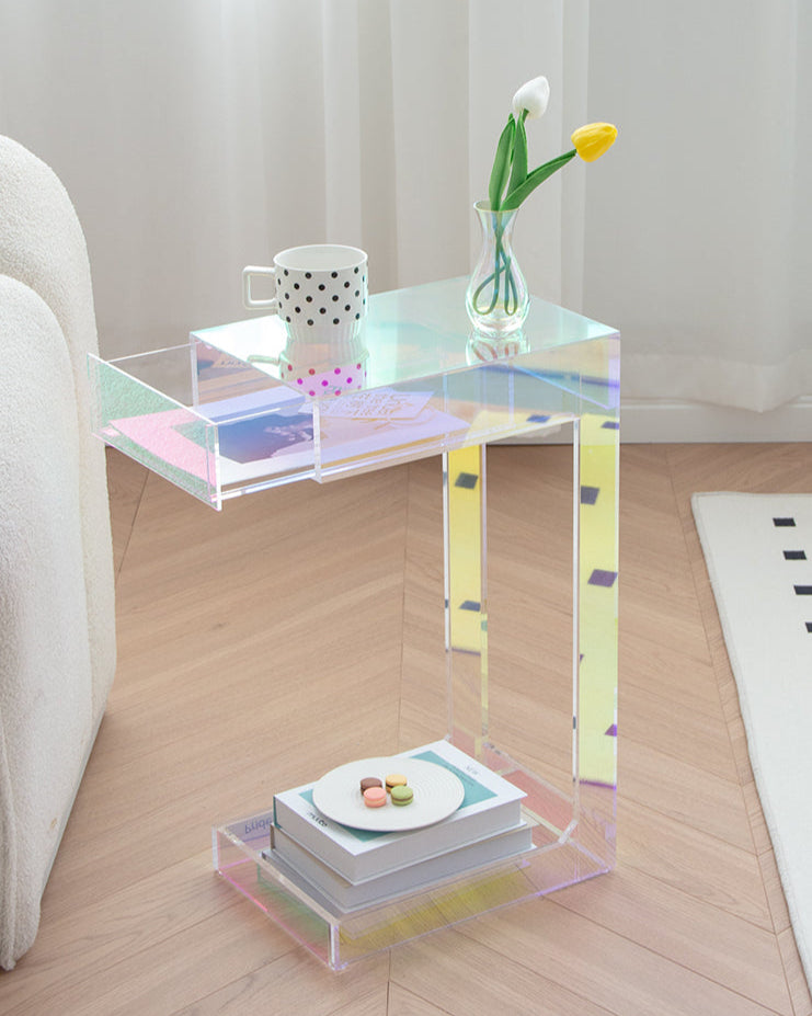 Acrylic Side Table with Drawer