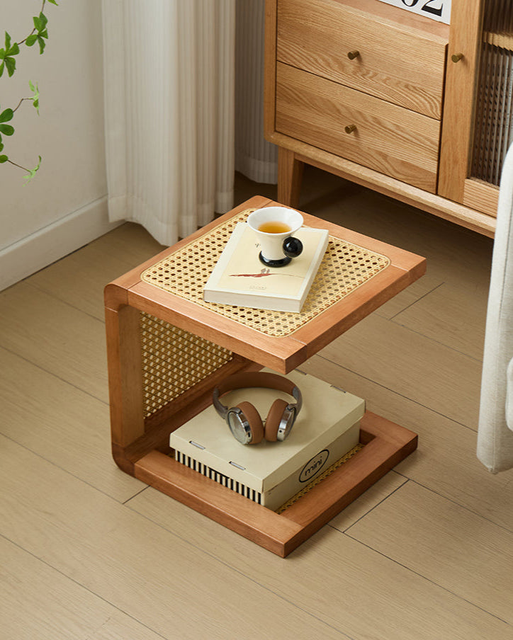 Vintage Rattan Stool Table