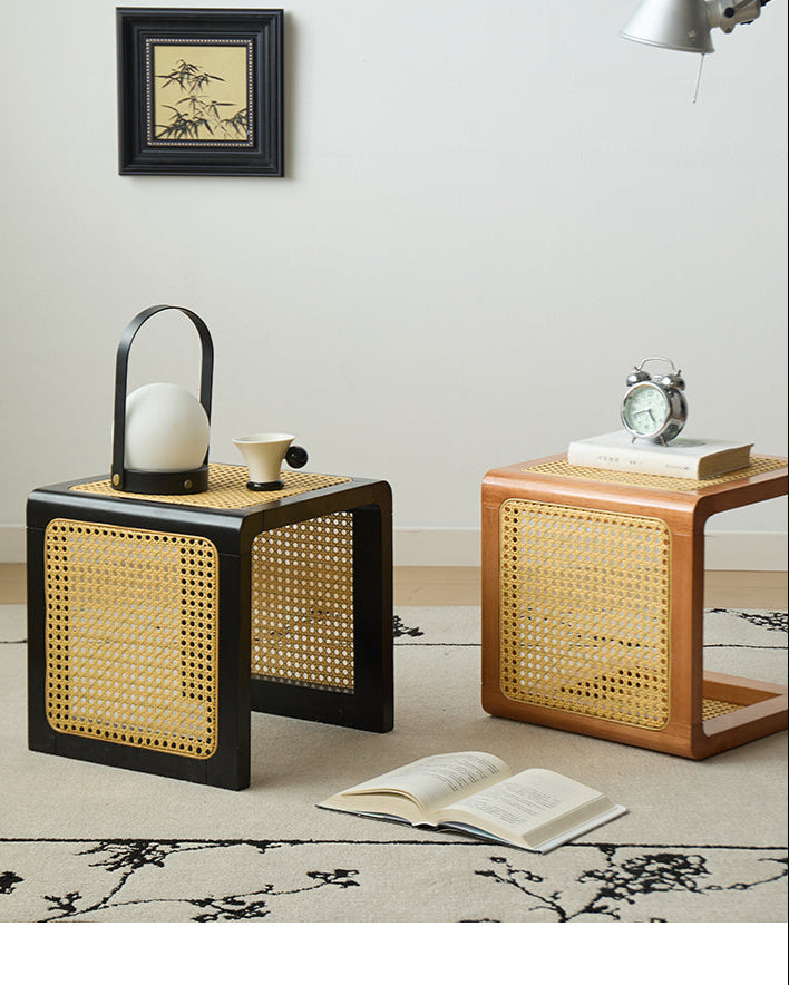 Vintage Rattan Stool Table