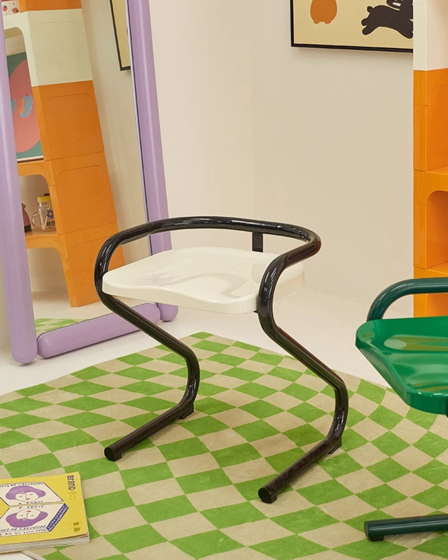 Stylish 2 Tone Color Stool Dining Chair