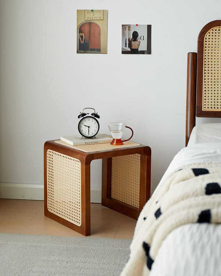 Vintage Rattan Stool Table