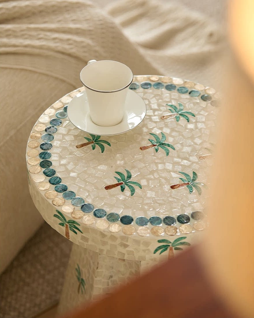 Palm Shell Mosaic Side Table