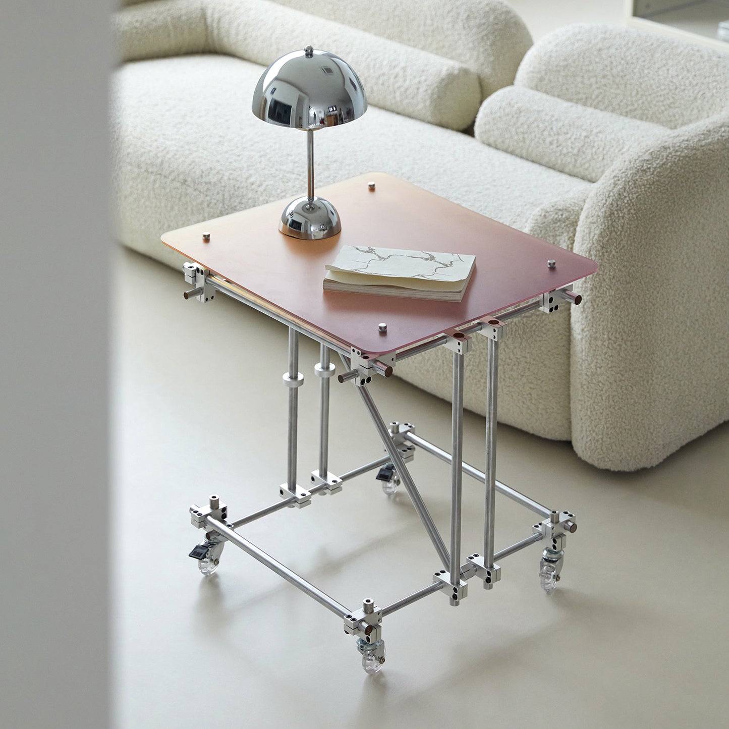 Vintage Coral Acrylic Side Table