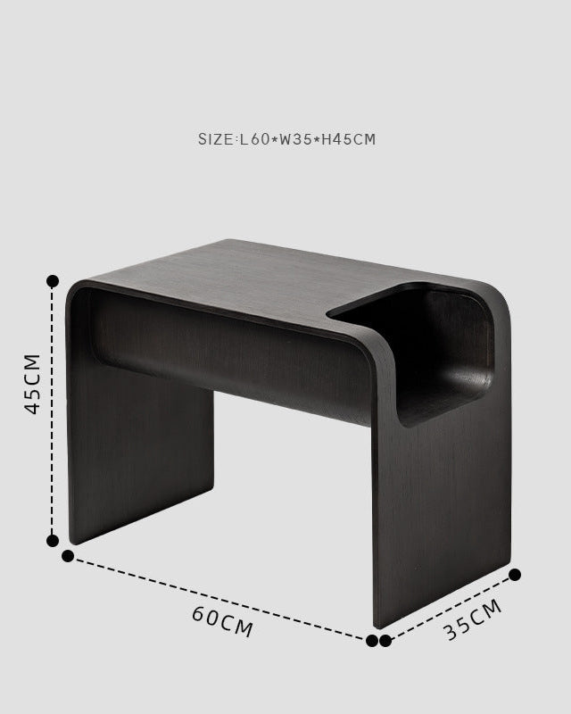 C-Shaped Oak Wood Side Table