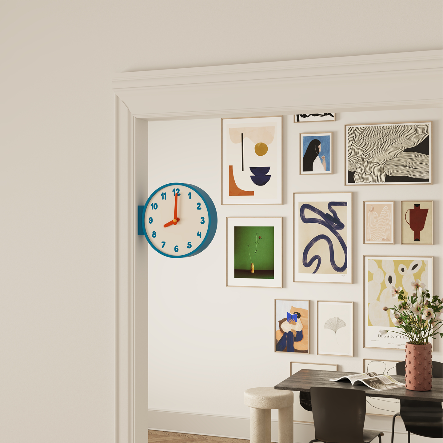 Blue Corner View Clock