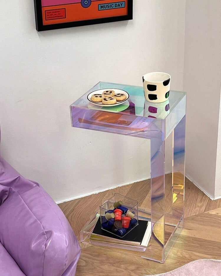 Acrylic Side Table with Drawer - HomeinFun