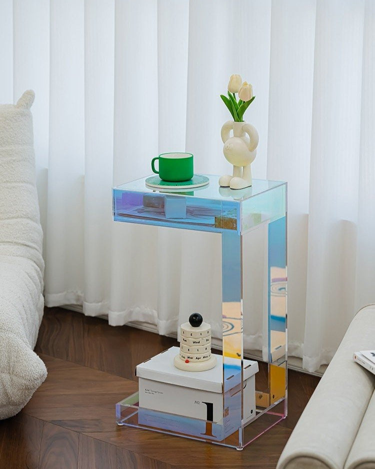 Acrylic Side Table with Drawer - HomeinFun
