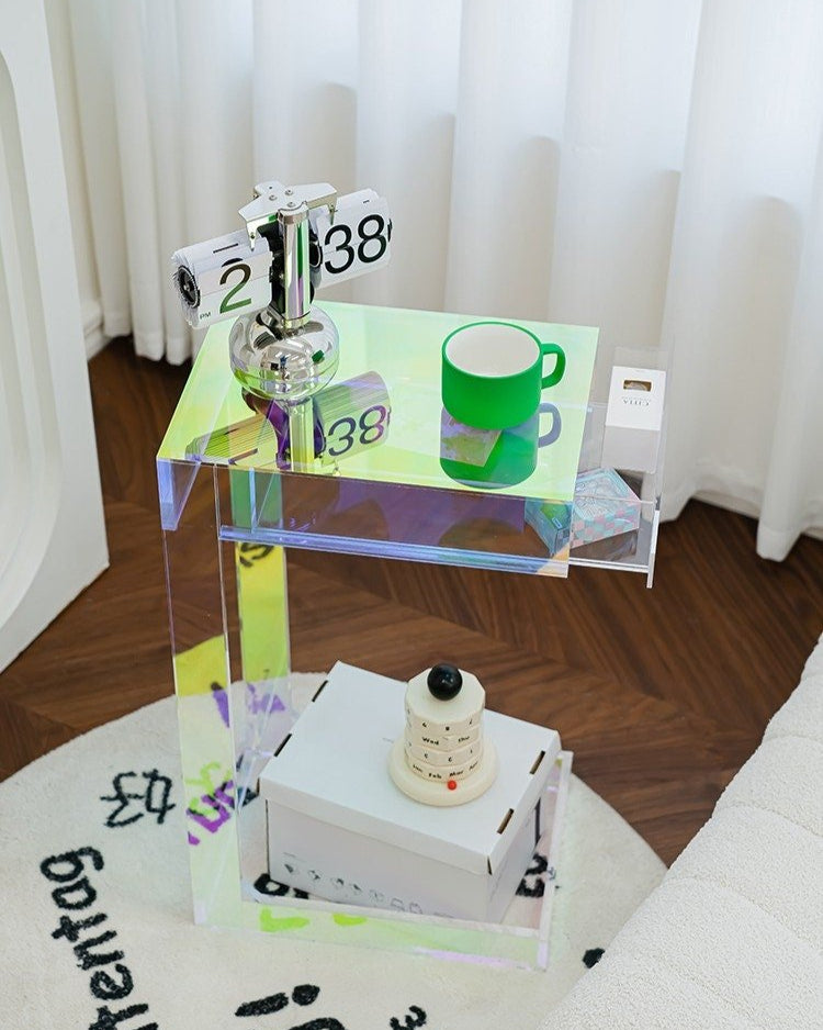 Acrylic Side Table with Drawer - HomeinFun