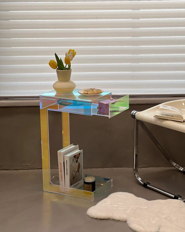 Acrylic Side Table with Drawer - HomeinFun