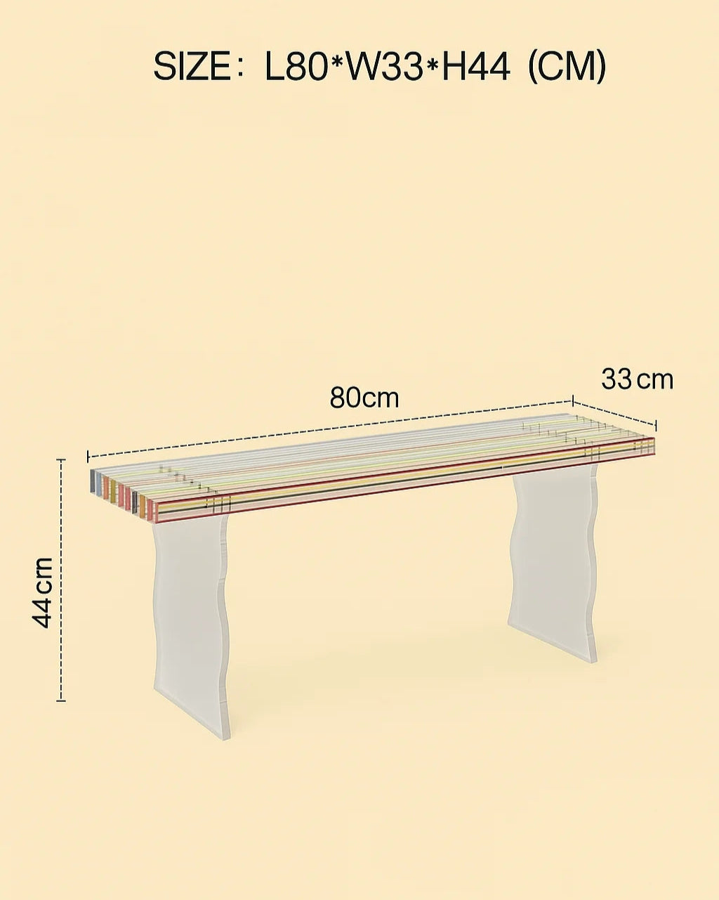 Acrylic Rainbow Bench Chair