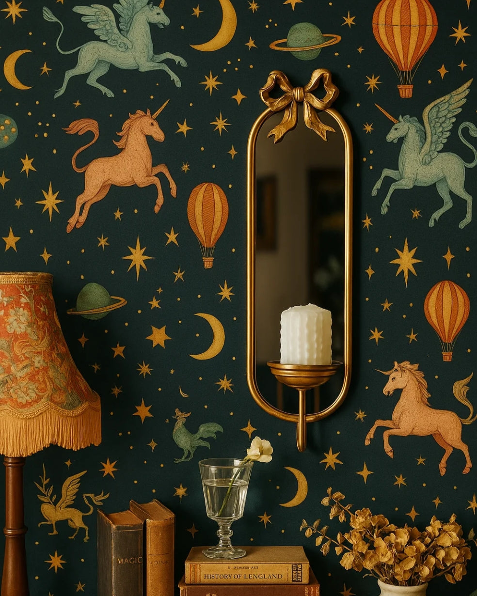 Vintage Wall Mirror with Candle Holder