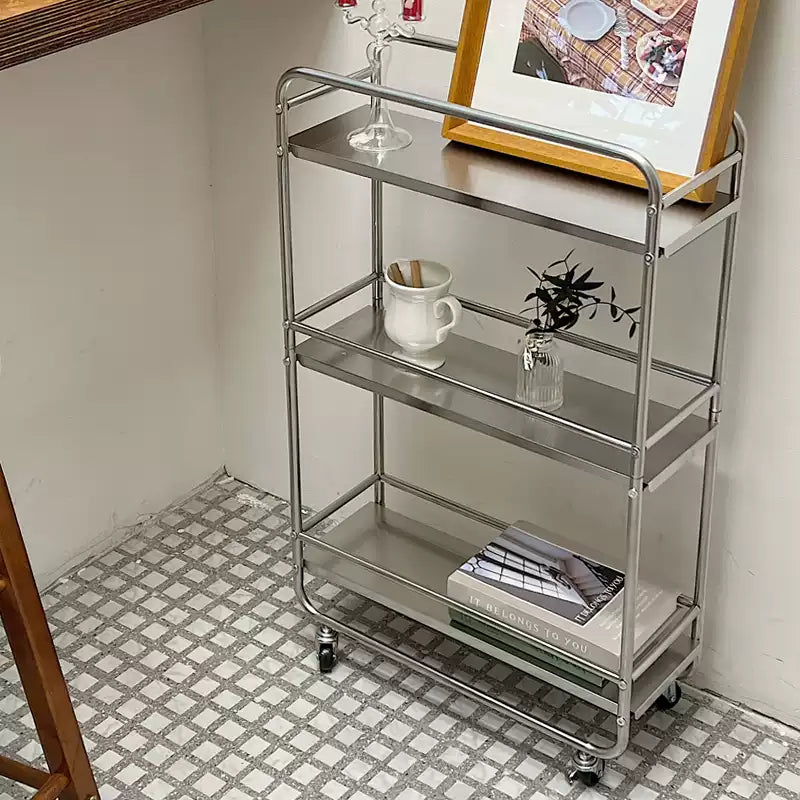 Stainless Steel Bar Cart with Wheels