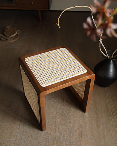 Vintage Rattan Stool Table