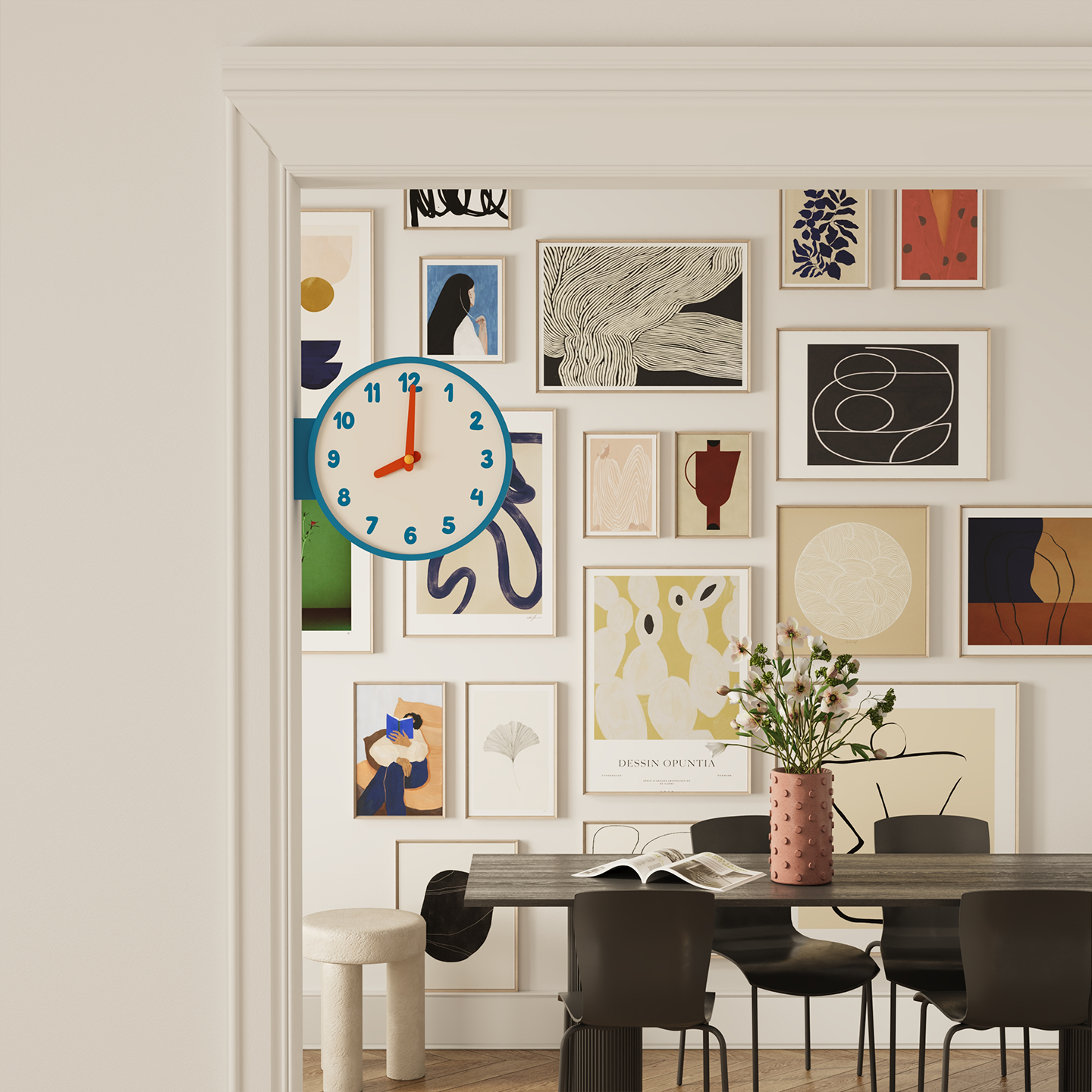 Blue Corner View Clock
