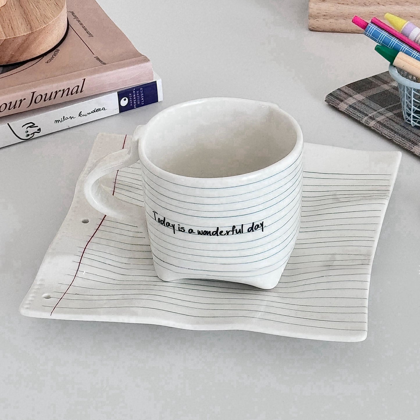 Notebook Ceramic Cup Plate