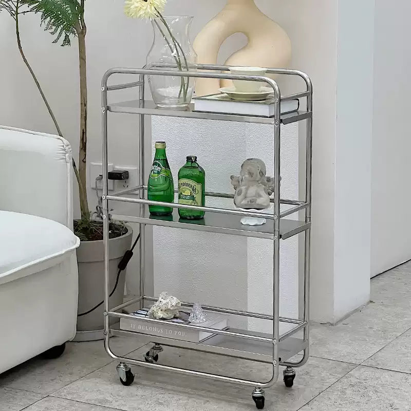 Stainless Steel Bar Cart with Wheels