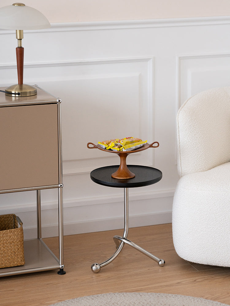 Round Solid Wood Side Table