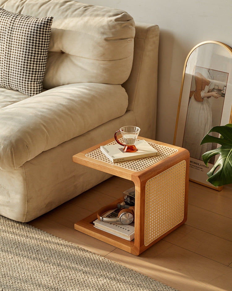 Vintage Rattan Stool Table
