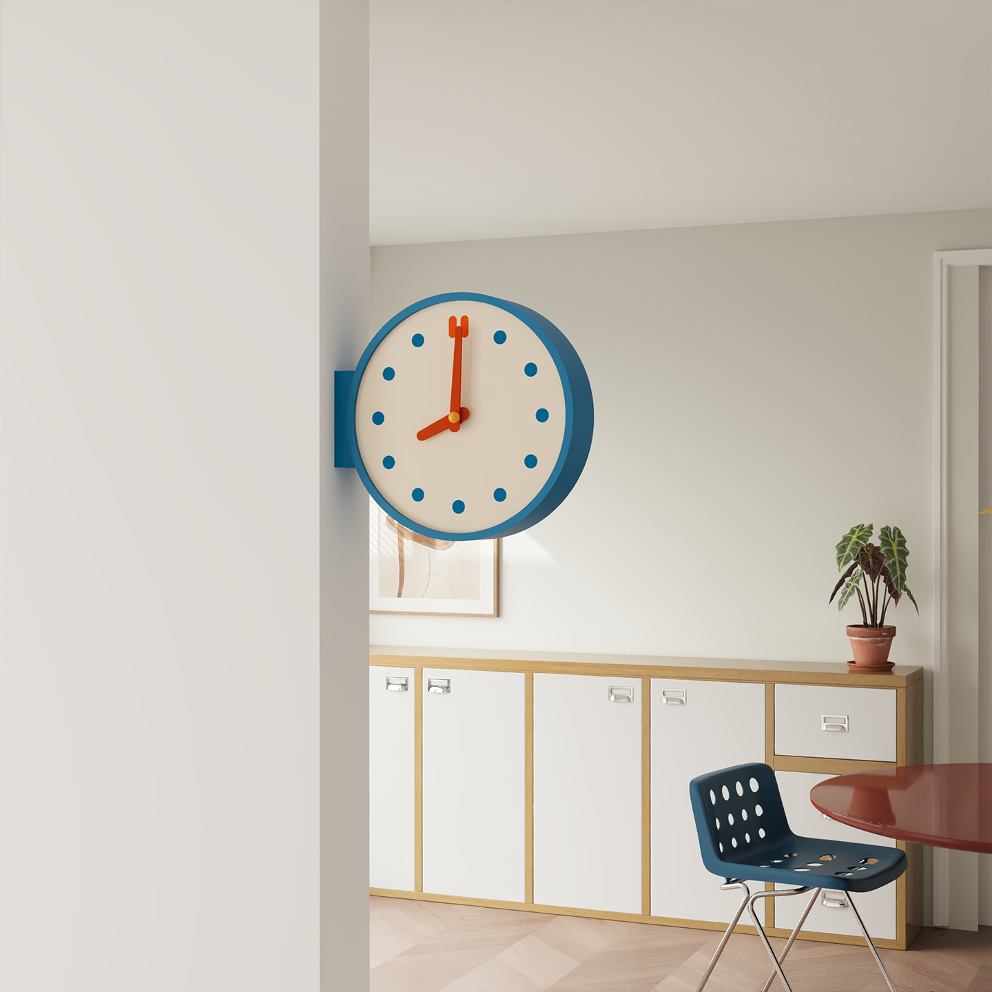 Blue Corner View Clock