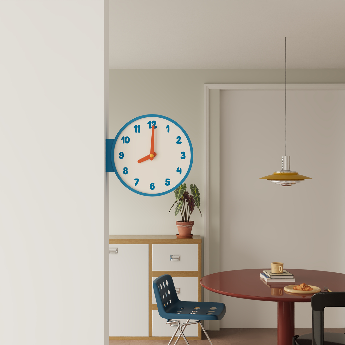 Blue Corner View Clock