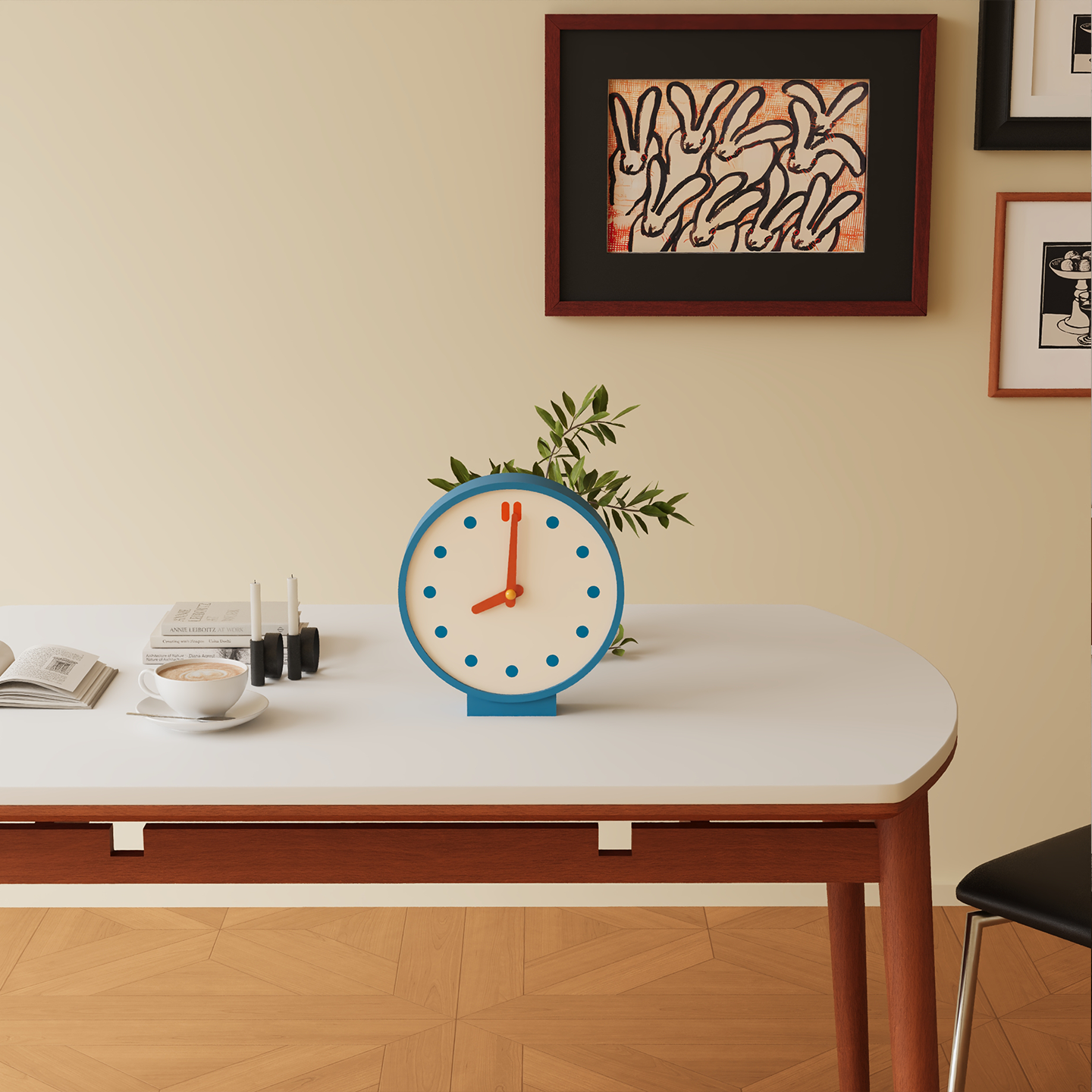 Blue Corner View Clock
