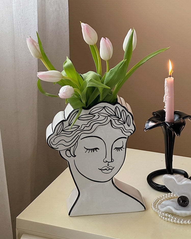 Muse Face Ceramic Vase