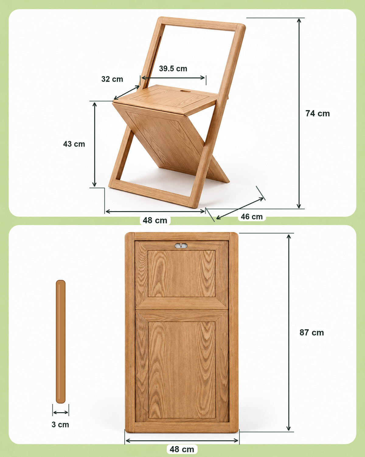 Origami Solid Wood Folding Chair
