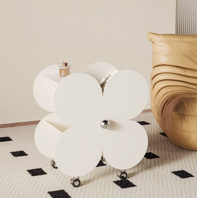 Flower Side Table Mobile Cart