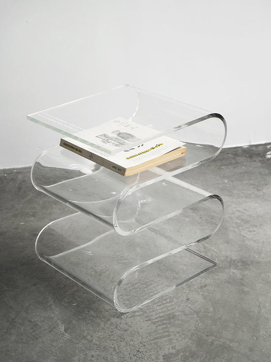 Curved Acrylic Side Table End Table