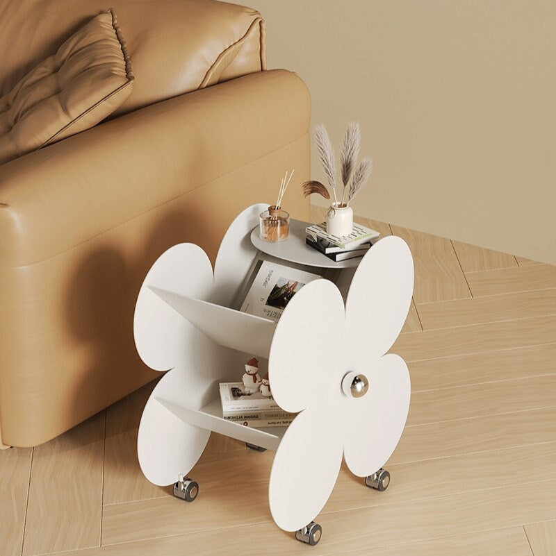 Flower Side Table Mobile Cart