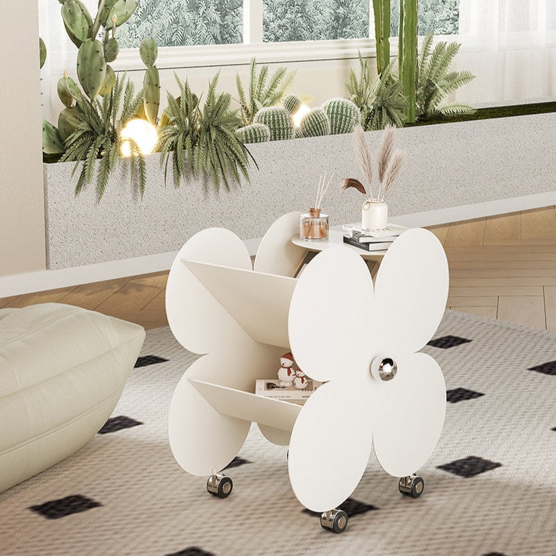 Flower Side Table Mobile Cart