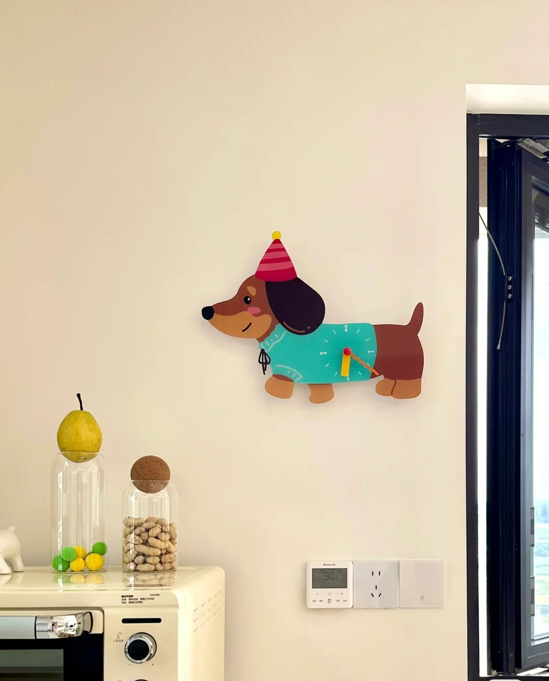 Playful Dachshund Doggy Wall Clock