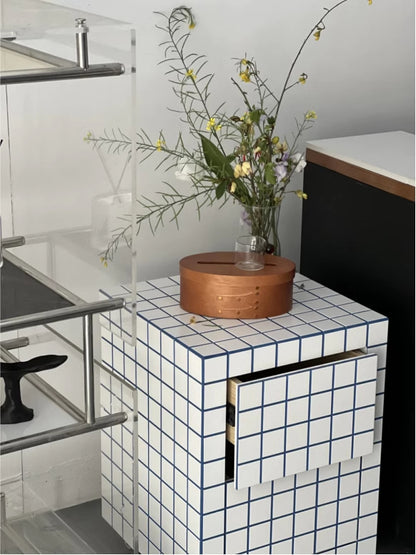 Tile Effect Small Side Table/Nightstand