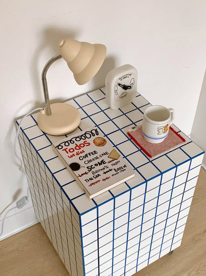 Tile Effect Small Side Table/Nightstand