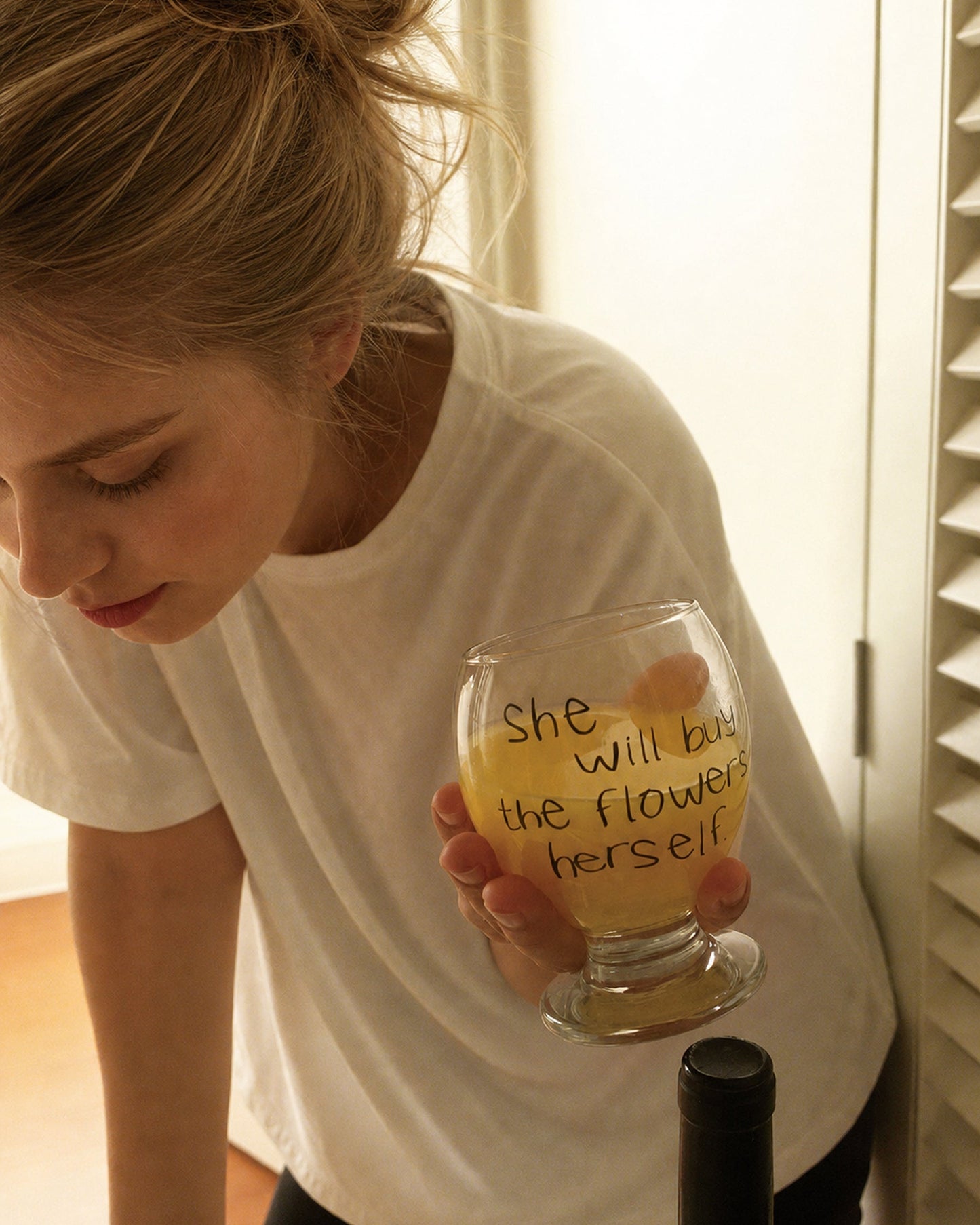 She Will Buy the Flowers Glass