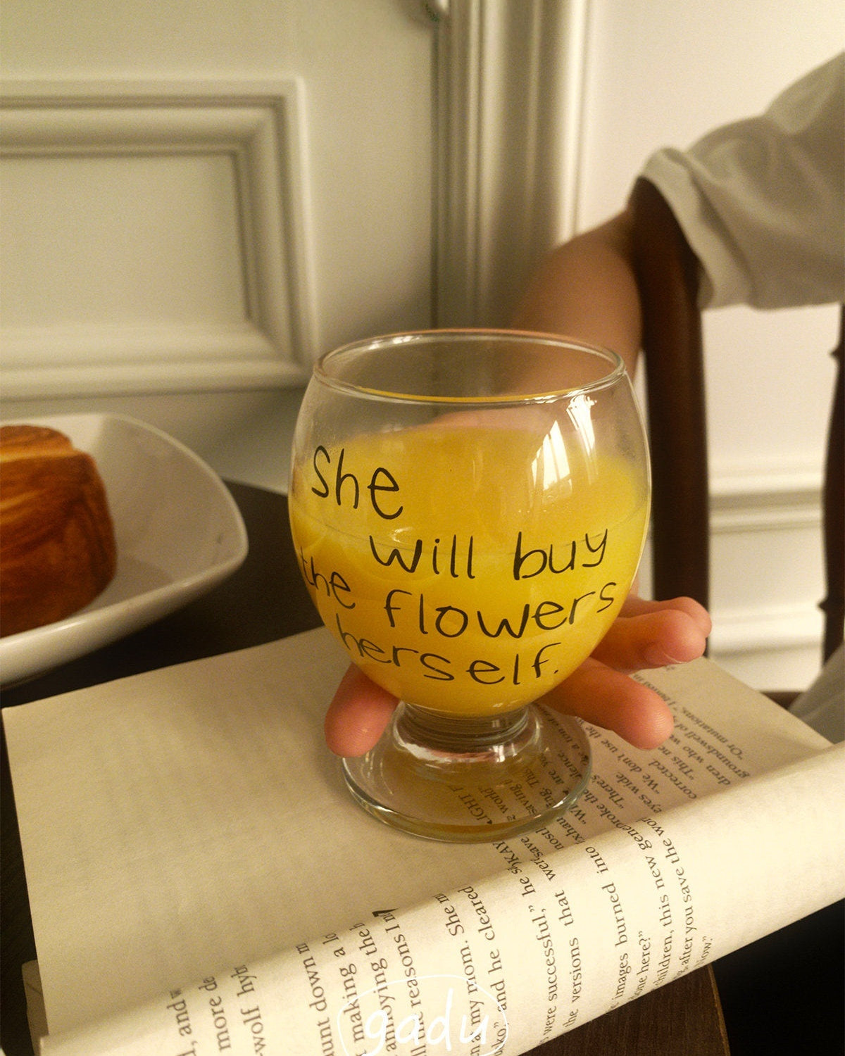 She Will Buy the Flowers Glass