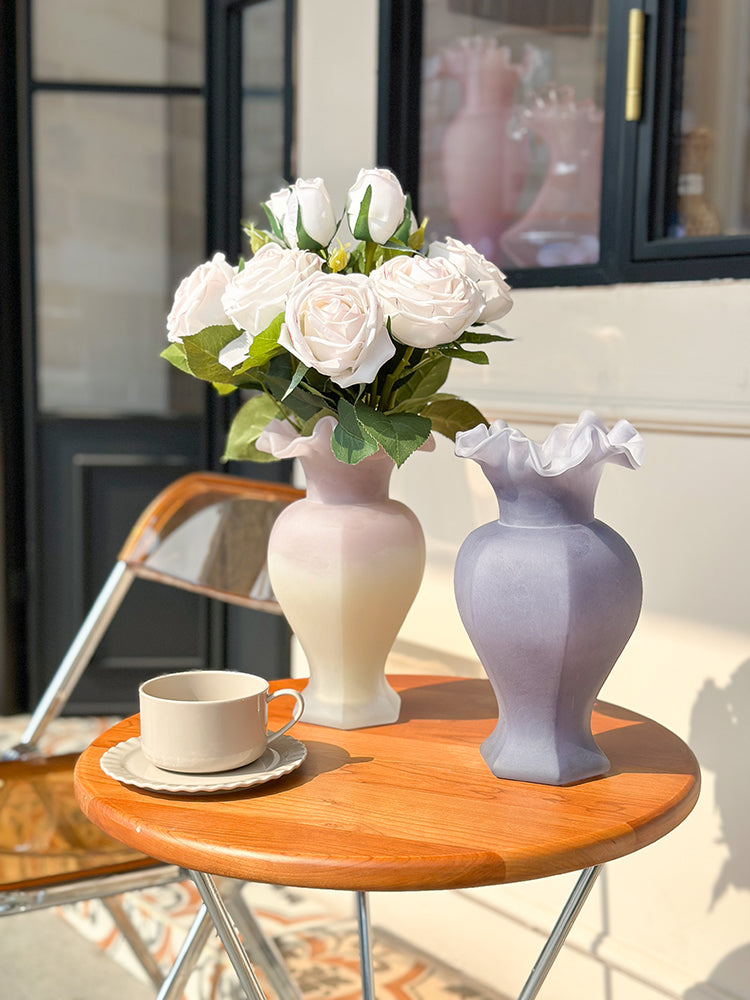 Peach/Purple Glass Flower Vase