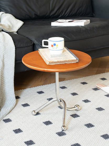 Round Solid Wood Side Table