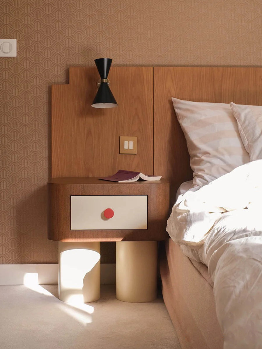 Modern Red Dot Wood Nightstand