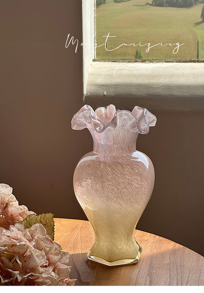 Peach/Purple Glass Flower Vase