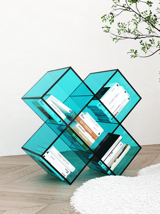 Acrylic X Shaped Bookshelf